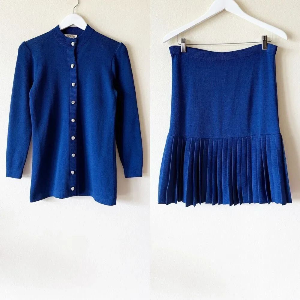 Vintage St. John for Neiman Marcus Santana Knit Pleated Skirt and Jacket Set